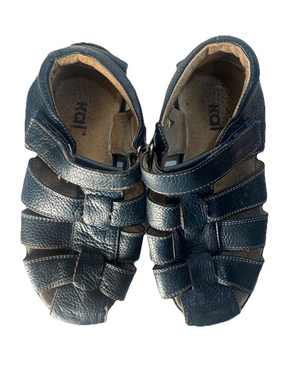 See Kai Run Kids Fisherman Sandals Navy Blue Leather Hook Loop Size 12